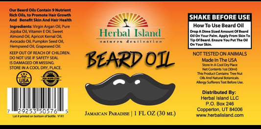 Herbal Island JAMAICAN PARADISE BEARD OIL, 1 Fl Oz (Pack of 1) Beauty and Personal Care Herbal Island