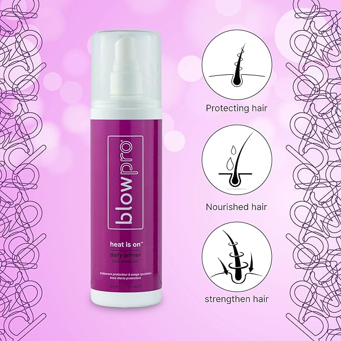 blowpro Heat Is On Daily Primer Heat 8.5oz Protective Mist, Weightless, Restores Natural Proteins, Detangles, Strengthens & Adds Shine to Hair
