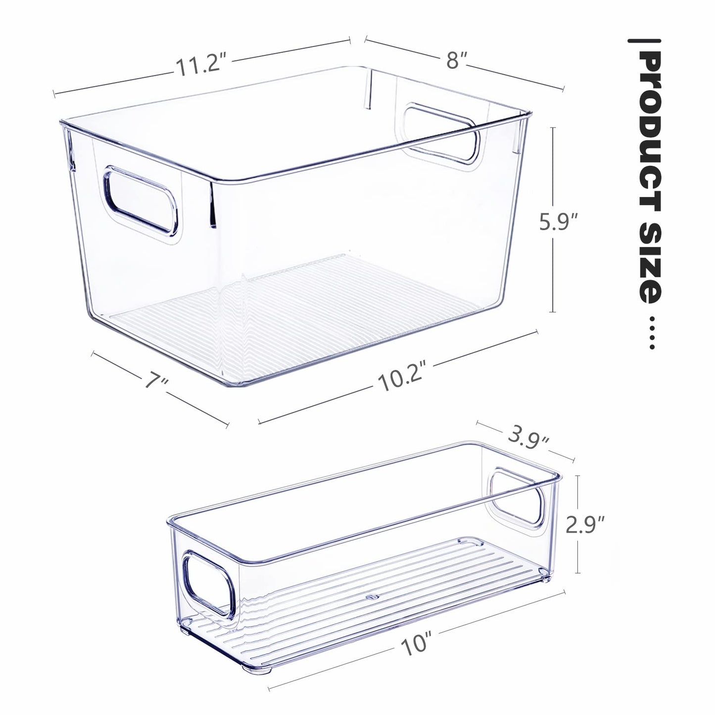Set of 8 Clear Plastic Storage Bins – 4 Large & 4 Small Stackable Containers for Pantry, Kitchen, Cabinet & Home Organization