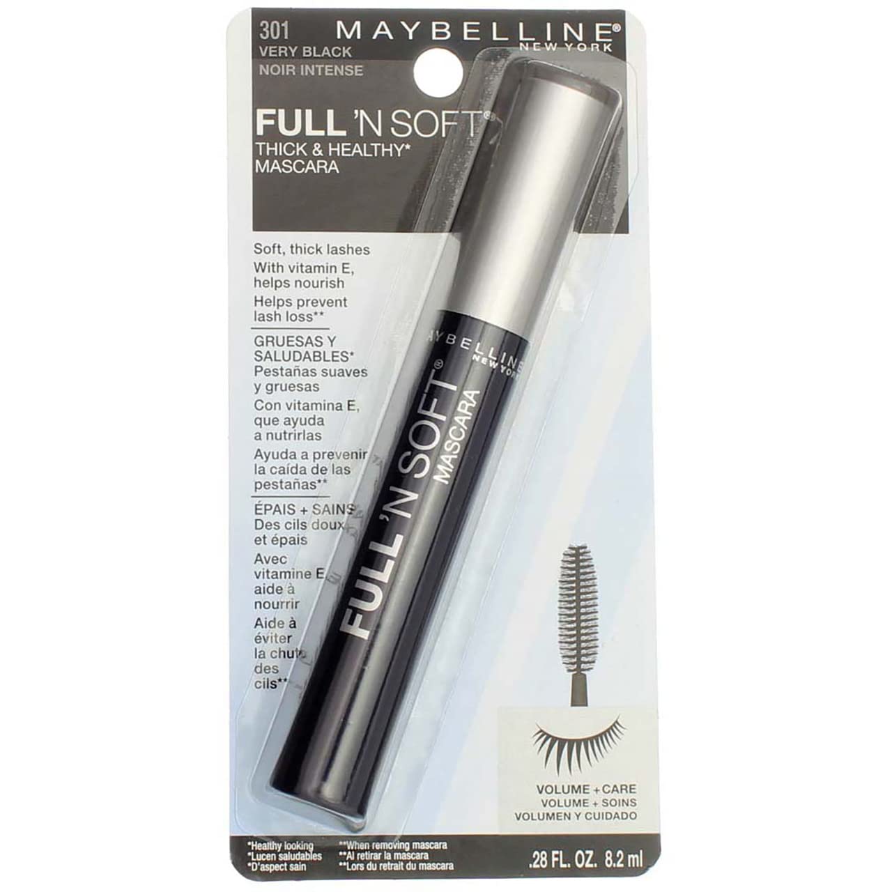 Maybelline Full 'N Soft Mascara, Very Black [301], 0.28 oz (Pack of 5)