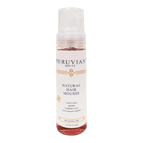 Peruvian white Natural Hair Mousse for Curly Hair, Braids, Starter Locs, Two Strand Twists, 7.25 oz.