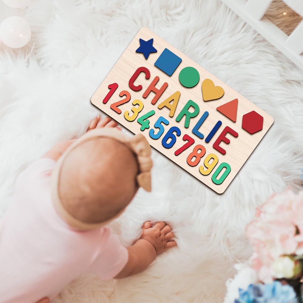 GifXify Personalized Name Puzzle – Custom Wooden Puzzle for Toddlers 1-3, Montessori Keepsake Gift for Baby Shower, Birthday & Christmas