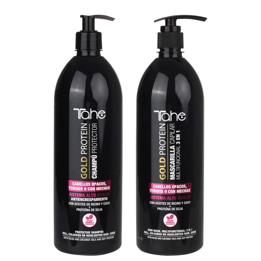 Tahe Gold Protein For Colored Hair kit - Shampoo 1000ml + Mask 1000ml - Color Protection & Shine