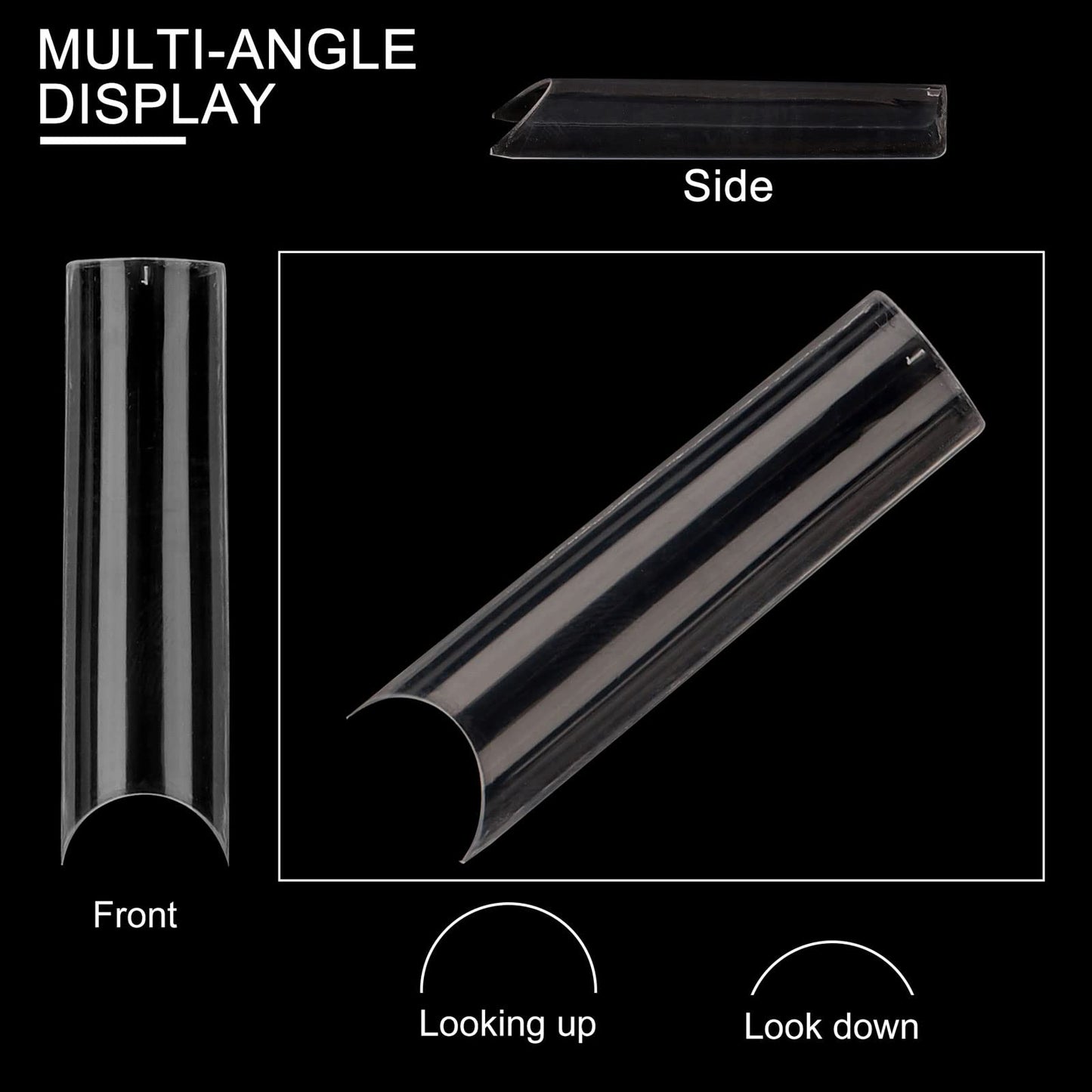 Square C Curve Extra Long Nail Tips, Half Cover Clear Acrylic Fake Nail Tips, Press On Nail False Nails with Case for Nail Salons and DIY Nail Art