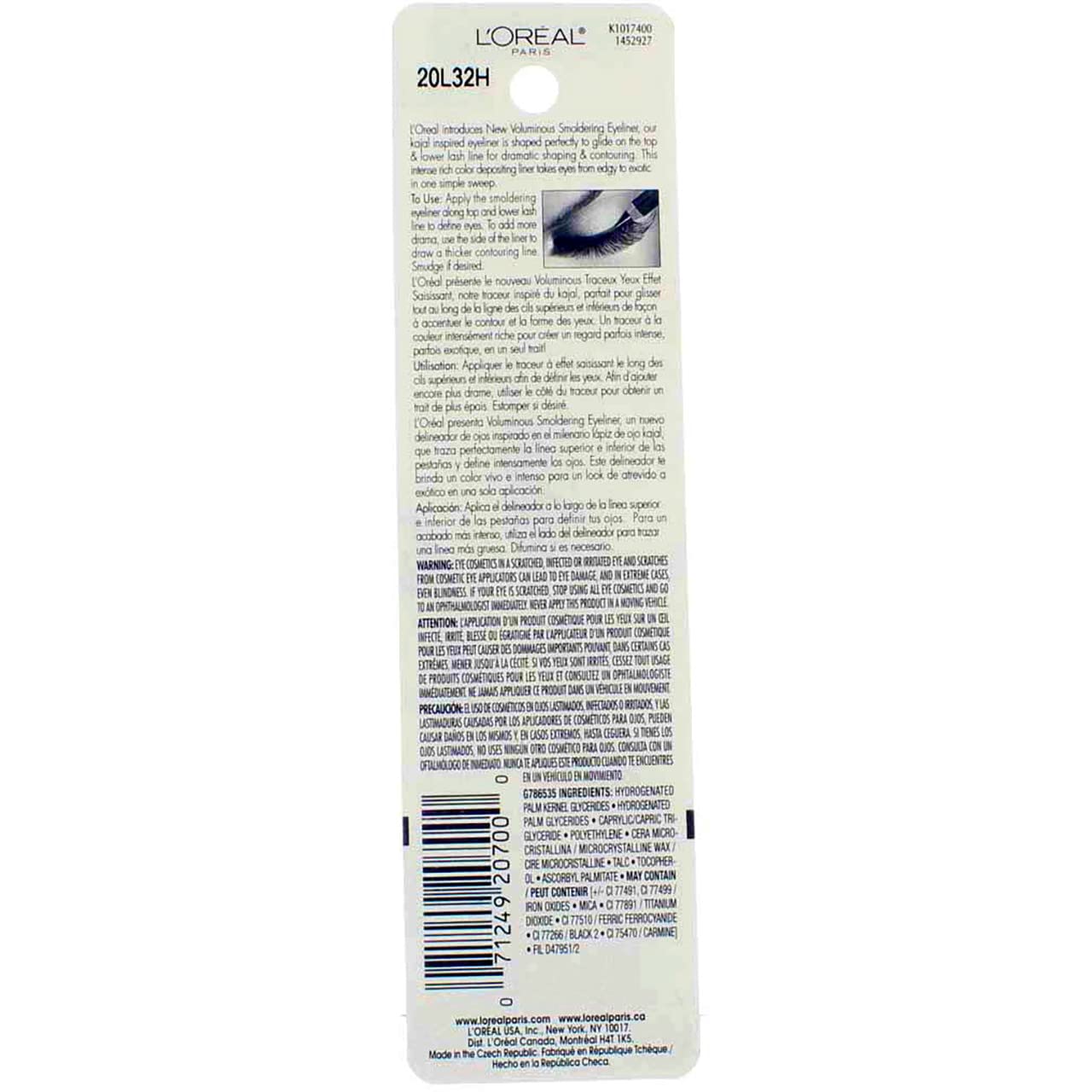 L’Oreal ParisVoluminous Smoldering Liner, Black [645] 0.09 oz (Pack of 3)
