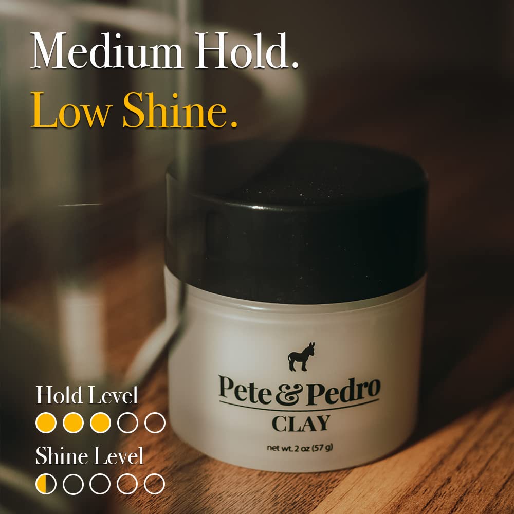 Pete & Pedro HAIR STYLING CLAY - Medium Hold, Matte Finish, Low Shine Styling Clay for Men, Ideal for Hairstyling Medium, Messy, Fine Thinning Hair
