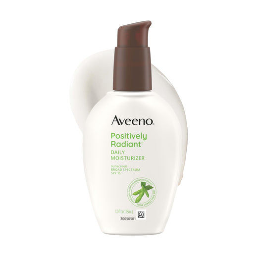 Aveeno Positively Radiant Daily Face Moisturizer with SPF 15 Sunscreen, Hydrating Face Lotion with Soy Extract to Improve Skin Tone and Texture Beauty and Personal Care Aveeno Default Title