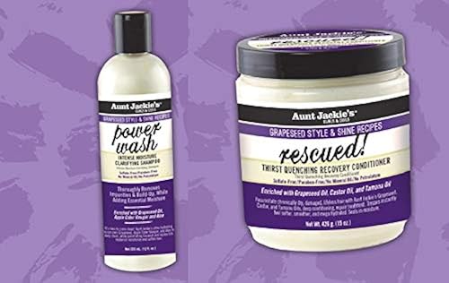 Aunt Jackie's Grapeseed Style Hair Care - Clarifying Shampoo 12oz & Recovery Conditioner 15oz