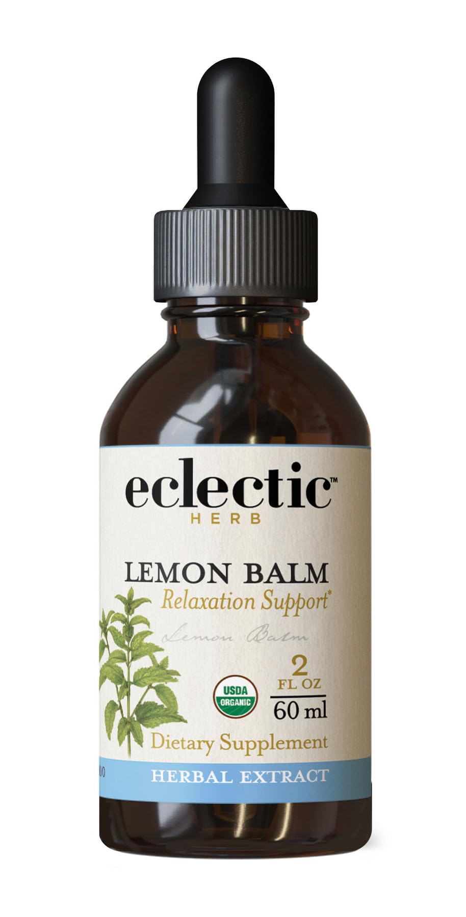 Eclectic Herb - Organic Lemon Balm Extract | Pure Herbal Drops for Calm & Relaxation | Nervous System Support | Vegan, Natural, Non GMO, Gluten Free
