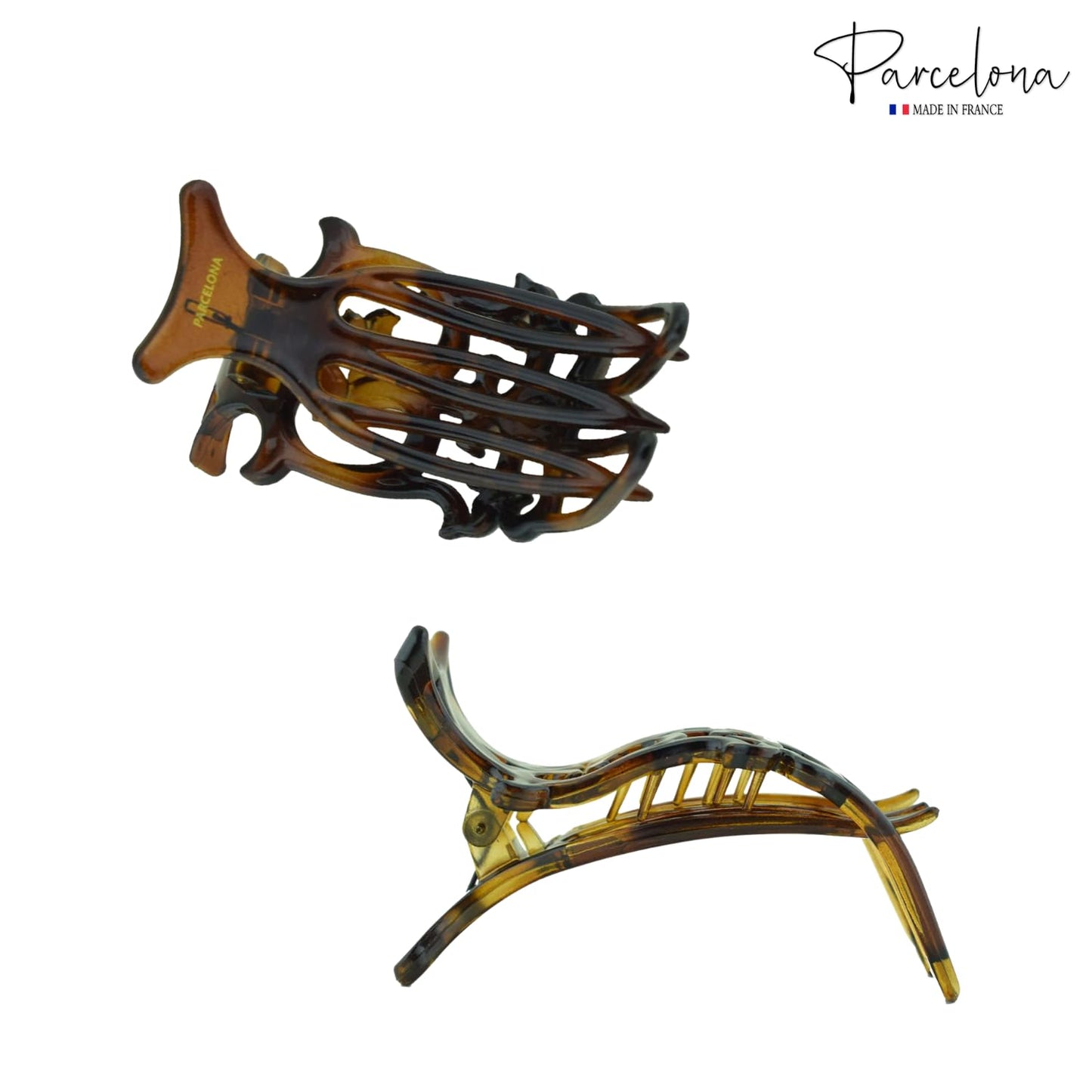 Parcelona French Intricate Celluloid Small Shell Slide in Side Slider Hair Updo Claw for Fine Hair