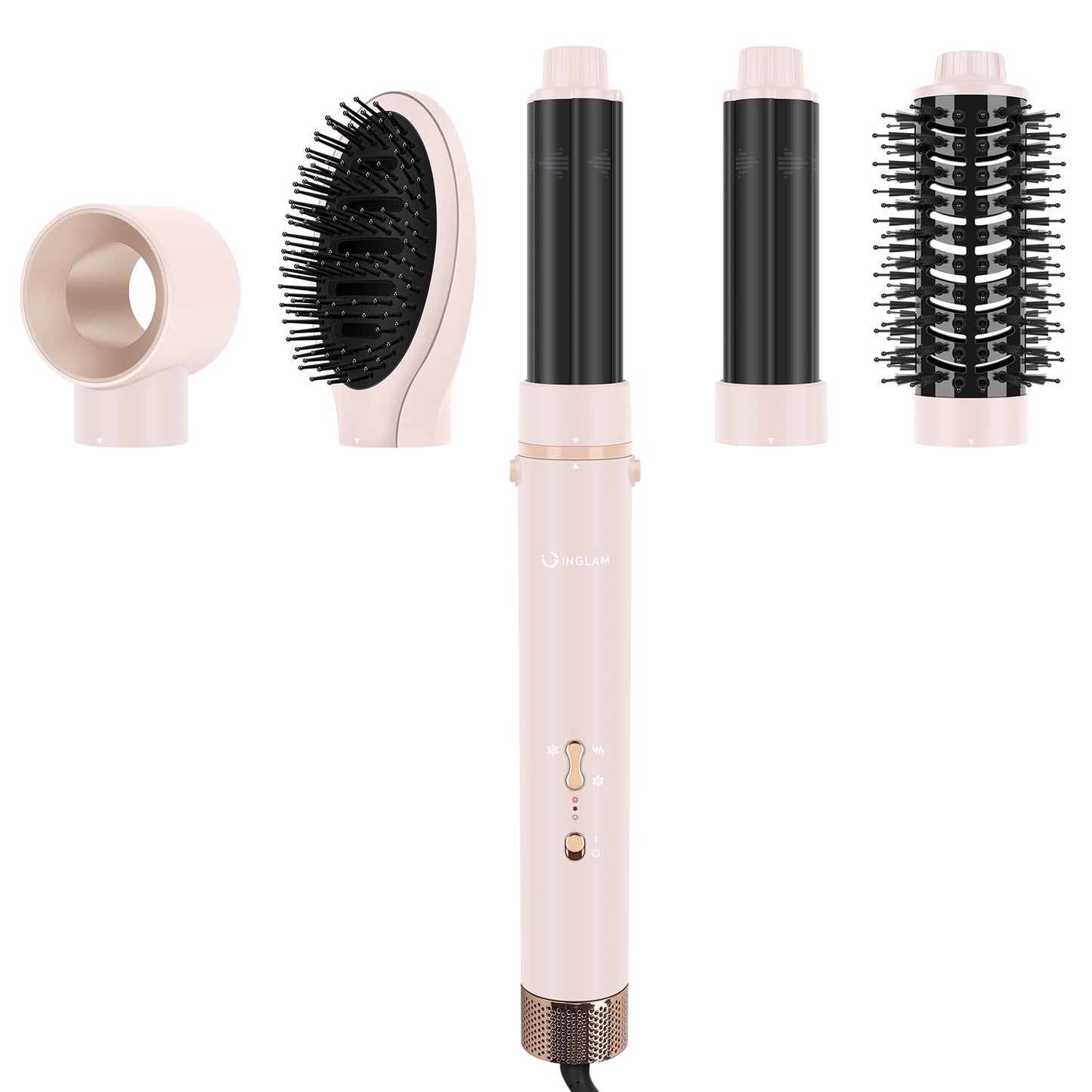 IG INGLAM MegaAIR Styler, 5 in-1 Professional Interchange Hair Dryer Brush 110,000 RPM Brushless BLDC Motor Ionic Hot Air Styler Volumizing and Shape