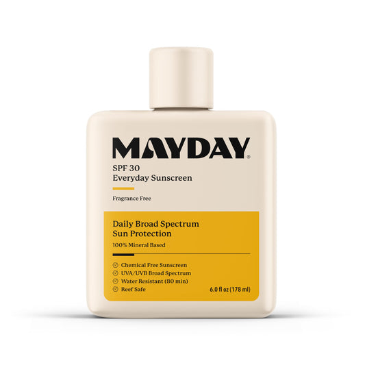 MAYDAY SPF 30 Everyday Sunscreen - Chemical-Free, Fragrance-Free, Water-Resistant Broad Spectrum Protection for Face & Body - Suitable for All Skin