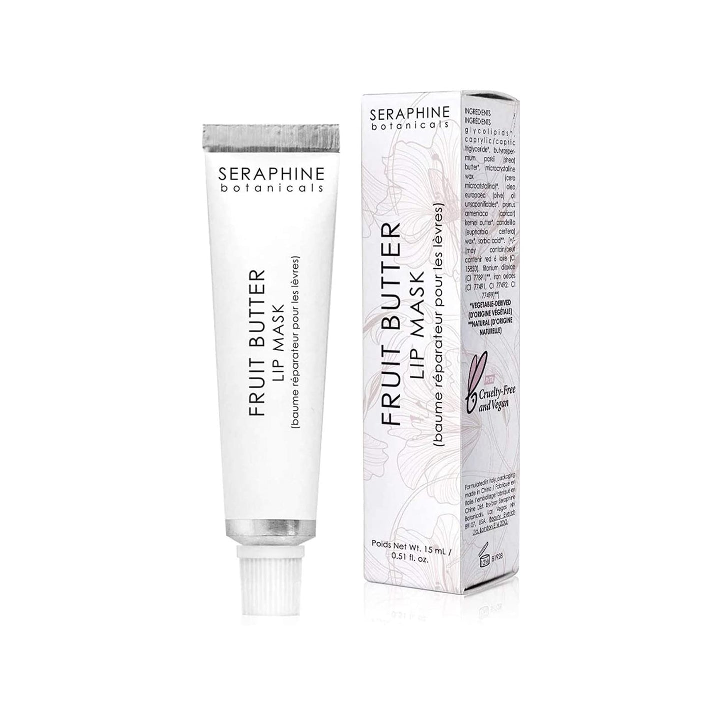 Seraphine Botanicals Fruit Butter Restorative Lip Mask Overnight Gel Balm Repair Dry, Chapped Lips Instant Hydration, Softness & Elasticity with Shea