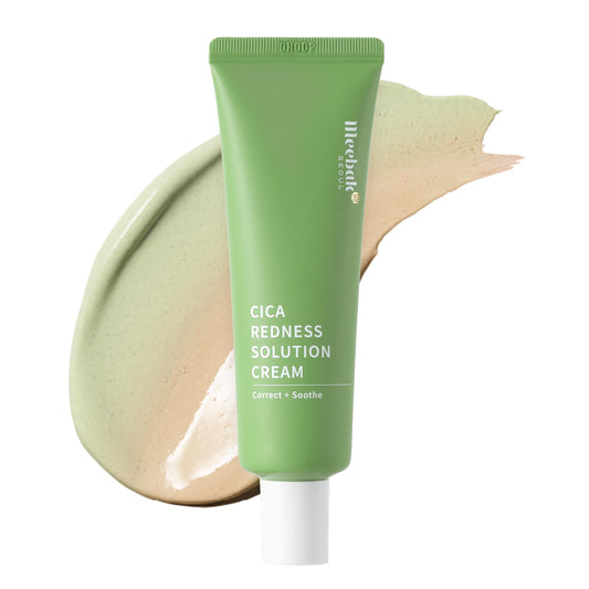 Meebak Cica Redness Solution Cream | Redness Relief for Face | Green Color-Corrector | BB Cream for Sensitive Skin | Green Color Corrector - Fair Beauty & Personal Care Meebak