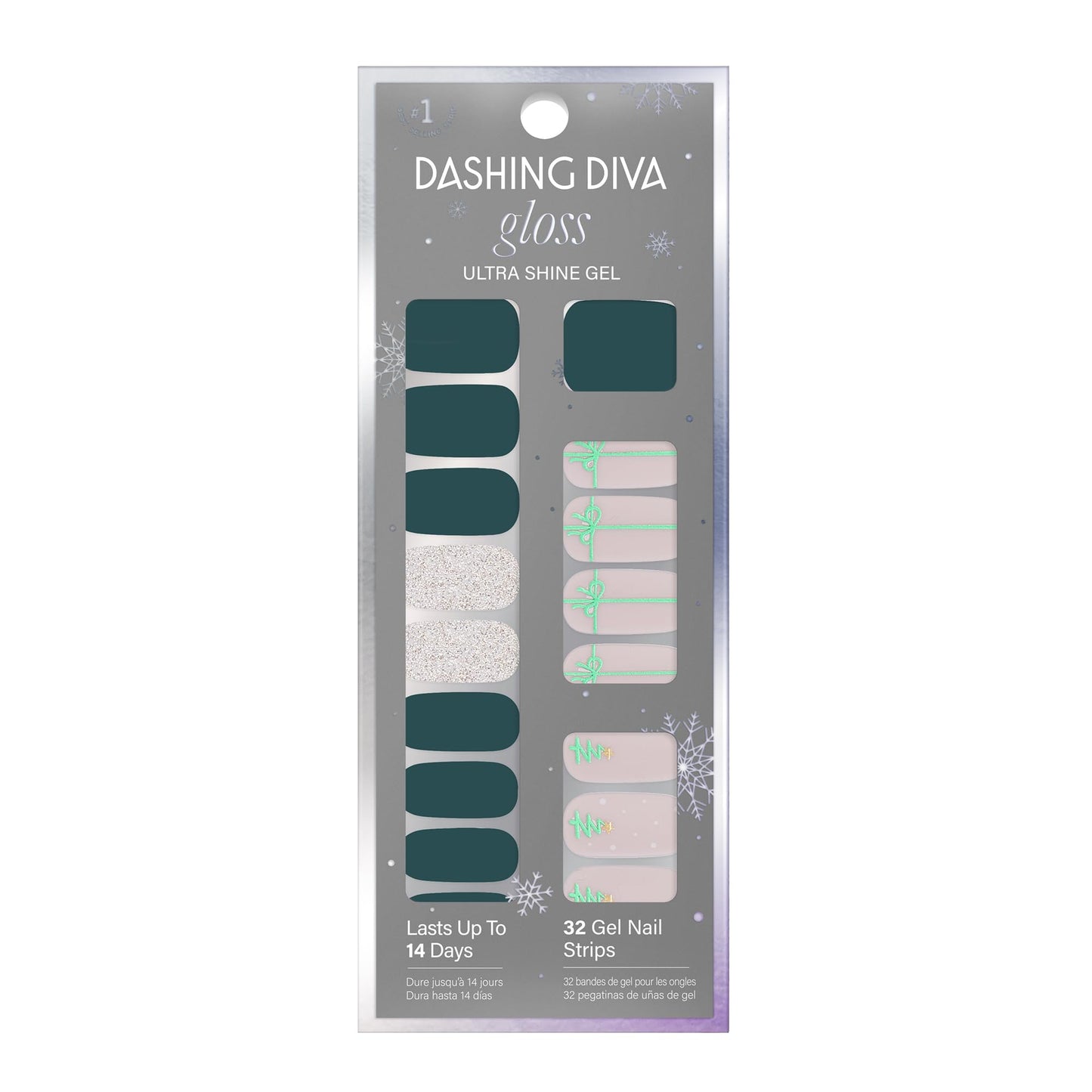 Dashing Diva Gloss Nail Strips - Tree Skirt | UV Free, Chip Resistant, Long Lasting Gel Nail Stickers | Contains 32 Wraps, 1 Prep Pad, 1 File Beauty & Personal Care Dashing Diva