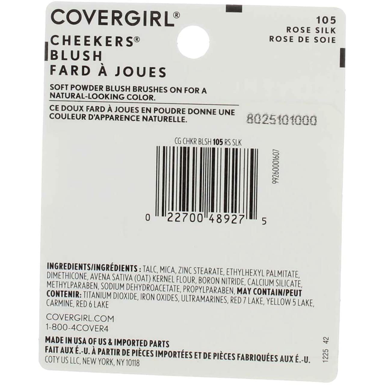 CoverGirl Cheekers Blush, Rose Silk [105], 0.12 oz (Pack of 2)