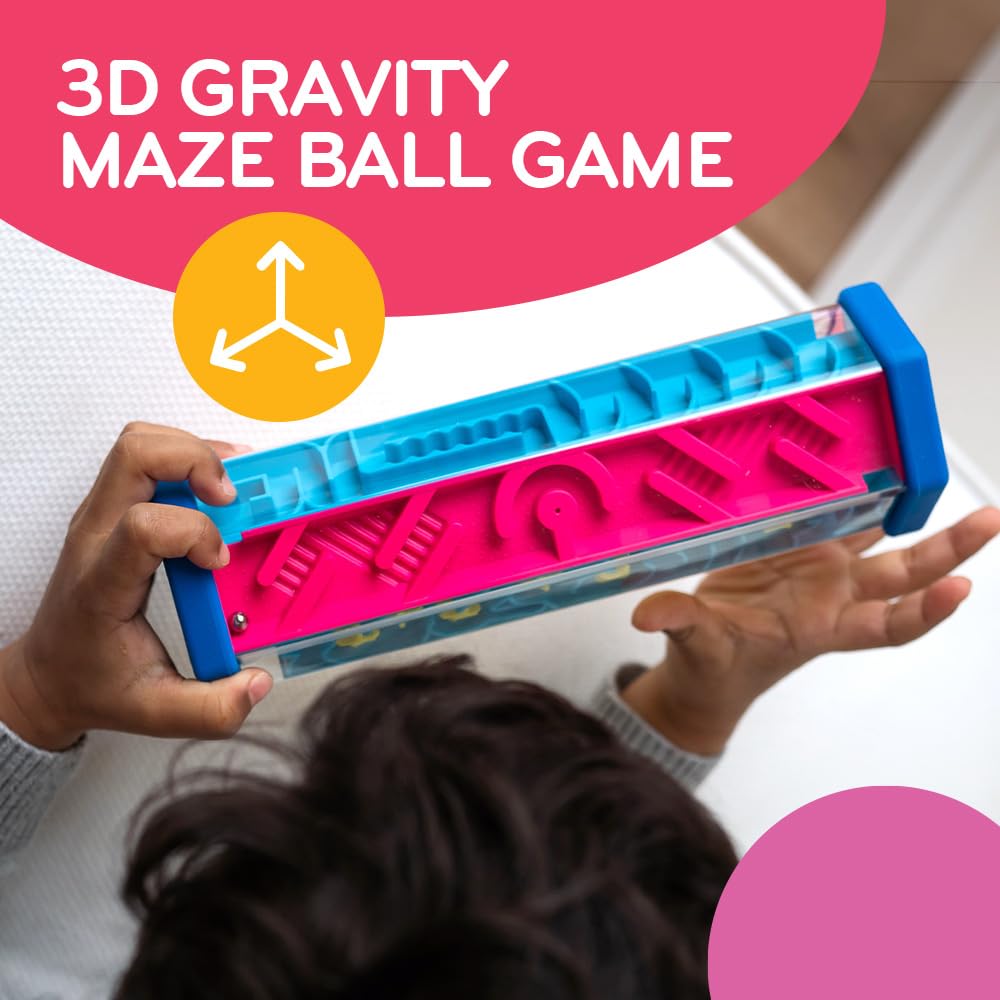 Mobi Zoomi Hexagon Maze Puzzle Game – 3D Gravity Ball Brain Teaser, Fidget Toy for Motor Skills & Coordination, Toddler & Kids Toy Ages 4+