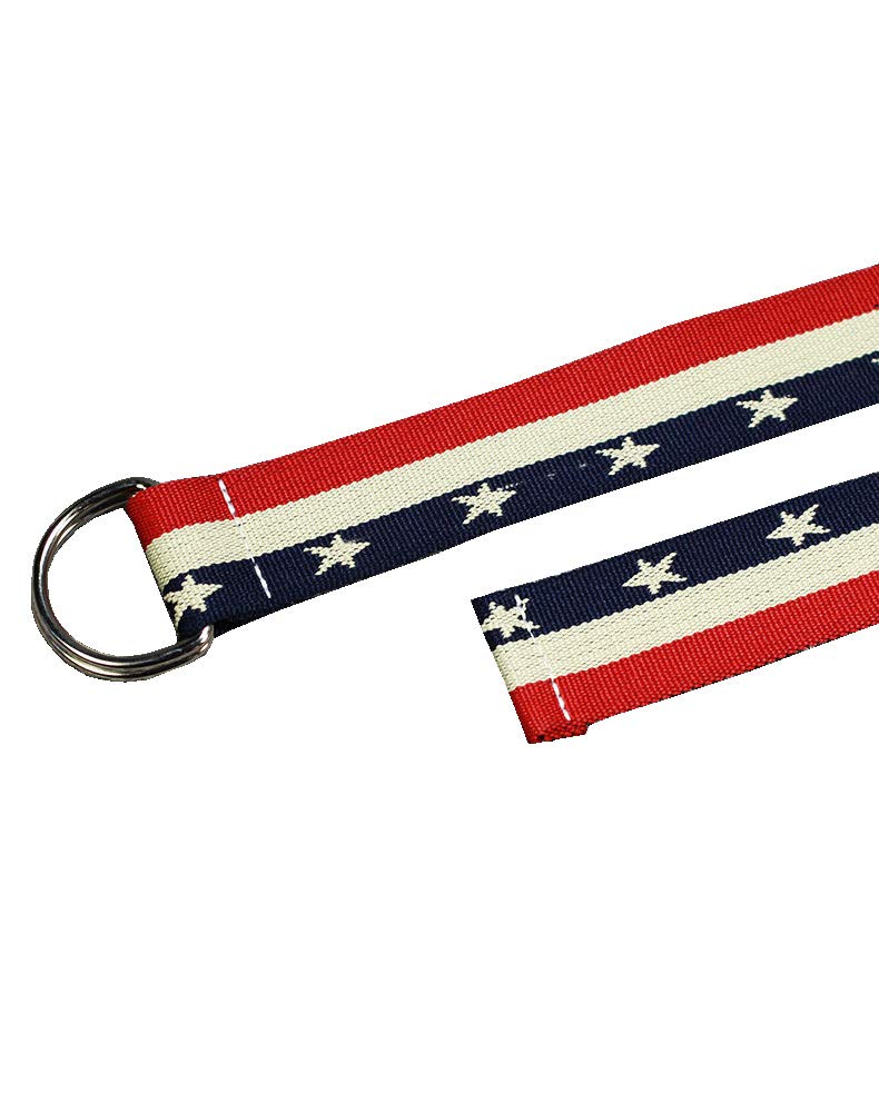 American Flag Print Belt USA Belts For Women D Ring Canvas Web Belts (American Flag)