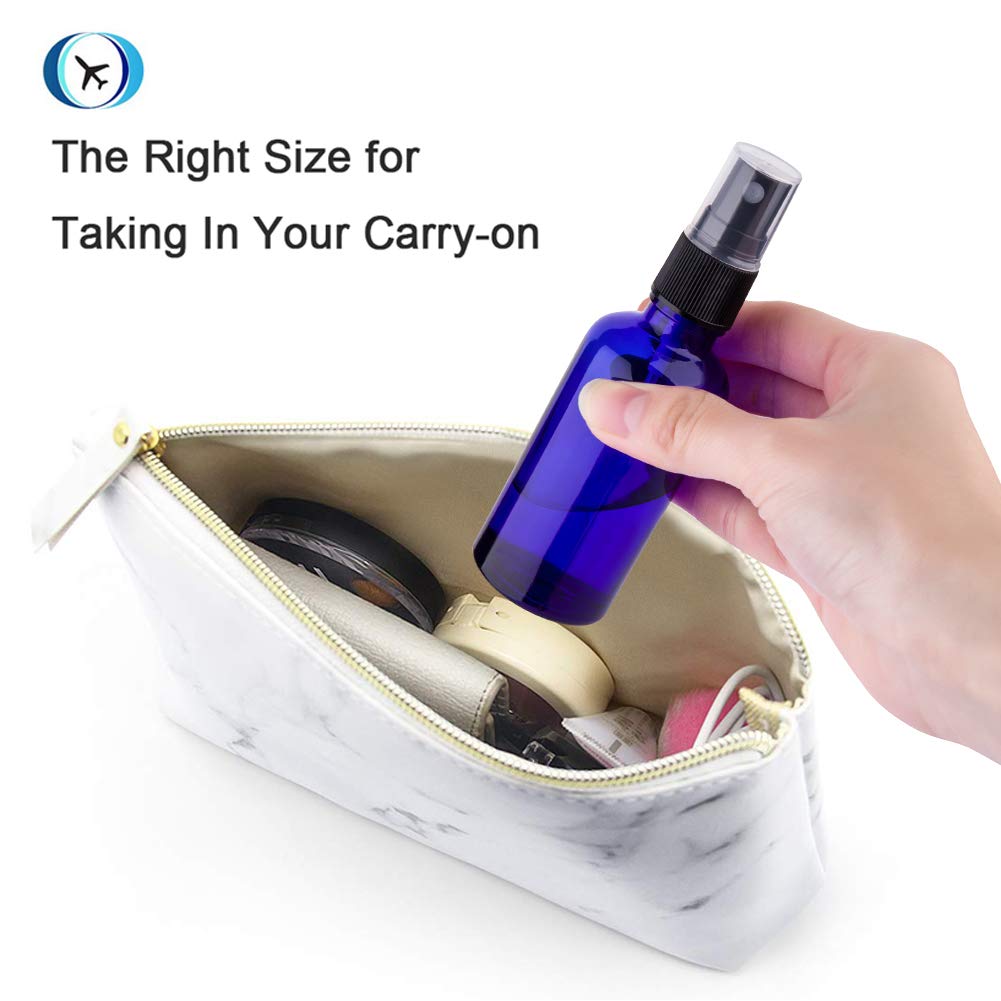 Hydior 2 oz Clear Glass Spray Bottle for Essential Oils, Blue Plastic Fine Mist Sprayer, 3 Pack Beauty and Personal Care Hydior