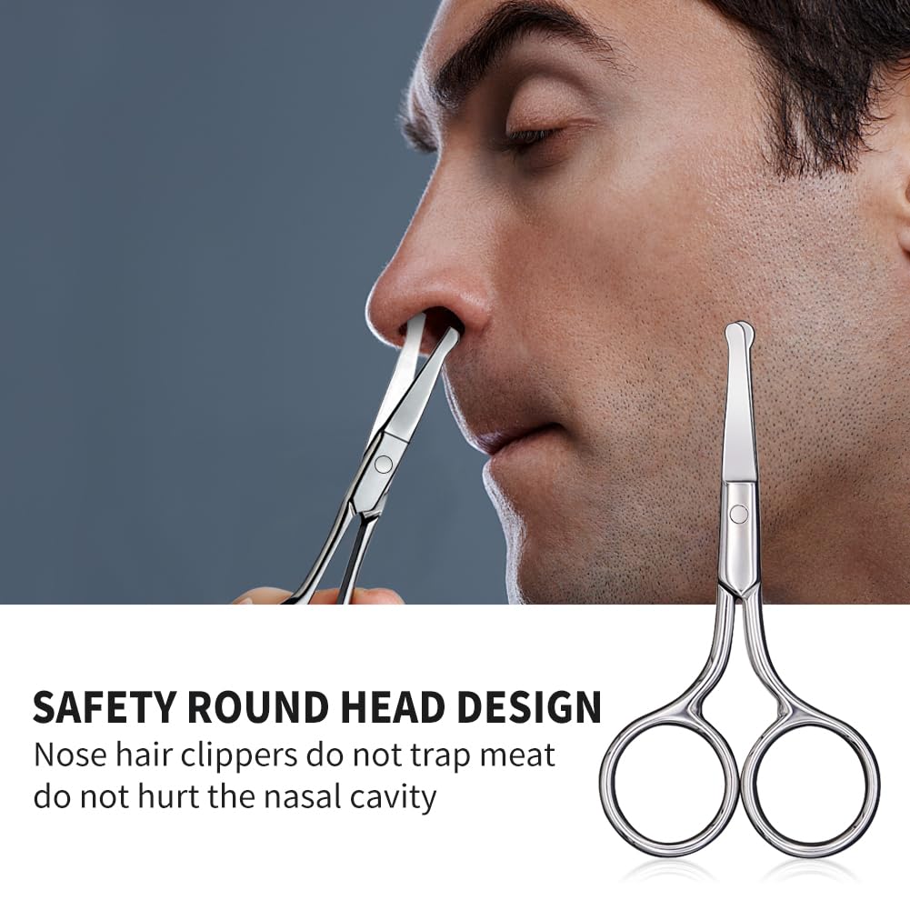 AsonTao Small Scissors With Round Tip Design - Professional Grooming for Hair, Eyelashes, Nose, Eyebrow Trimming, Mustache - Will Not Hurt the Nasal Beauty and Personal Care AsonTao