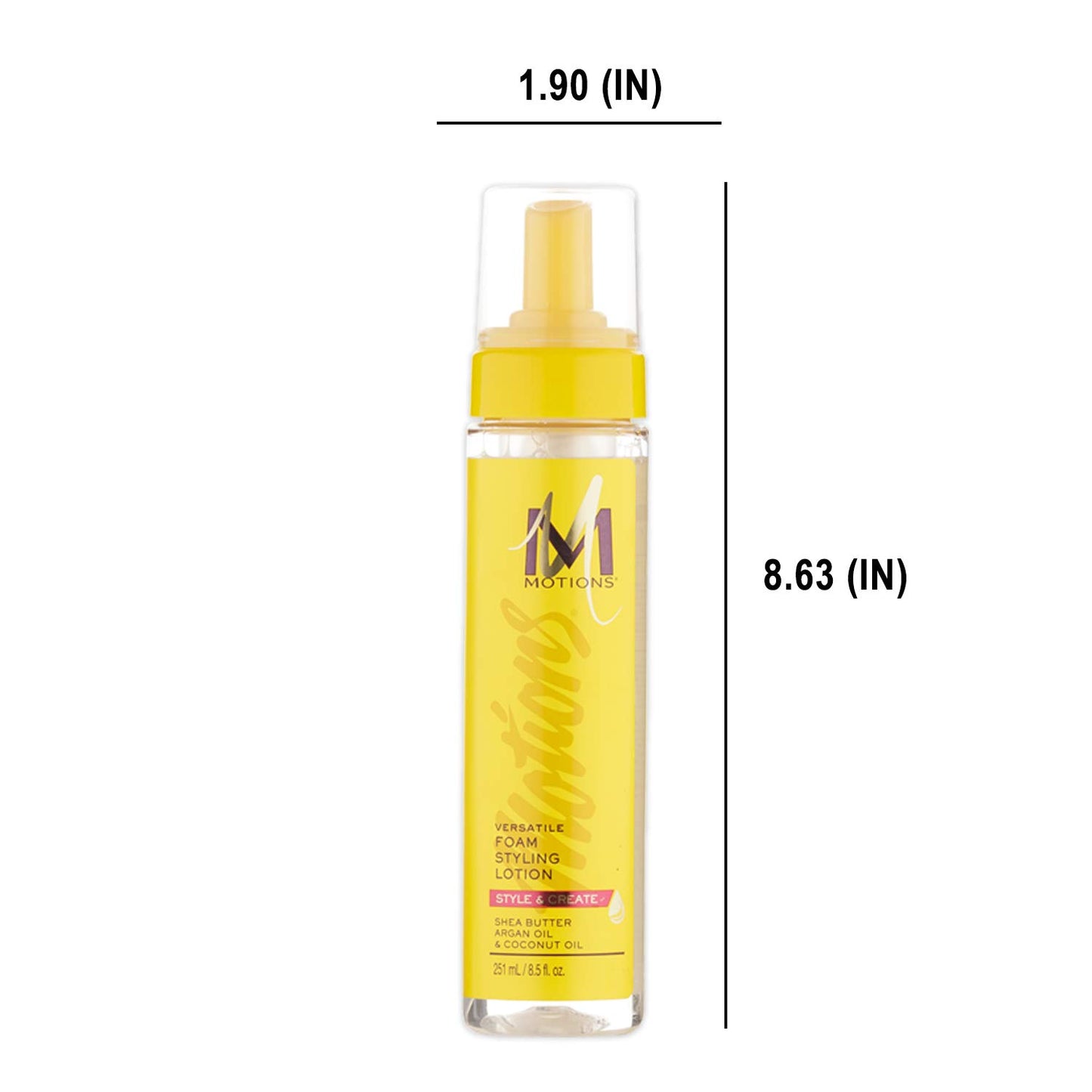 Motions Style and Create Versatile Foam Styling Lotion - For Use on All Hair Types, Lightweight Formula, Contains Shea Butter, Argan Oil, & Coconut