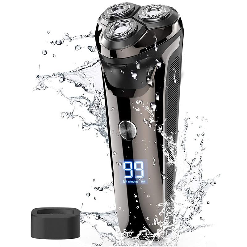 Electric Razor for Men, Waterproof Face Grooming Electric Shaver Men Powerful Rotary Male Wet Dry Face Electric Razor Men Rechargeable Beard Shaving Beauty and Personal Care MAYiT