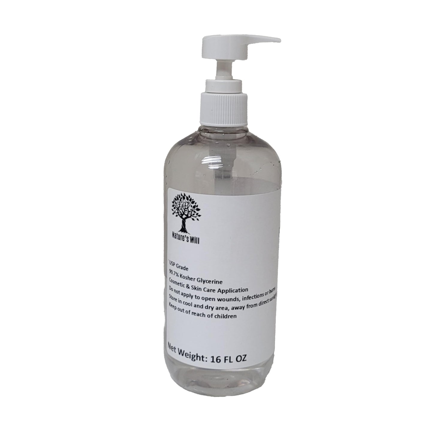 Nature's Will Pure Glycerine/Glycerin USP, FCC Grade For Cosmetic, Natural Moisturizer & Cleanser for Skin, Hair, Crafts, Soap Base Oil - Kosher