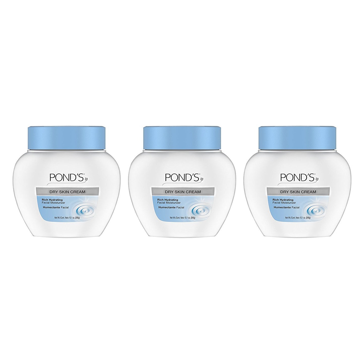 Pond's Facial Moisturizer For Dehydrated, Sensitive Skin Dry Skin Cream Hypoallergenic and Dermatologist-Tested 10.1 oz 3 Count