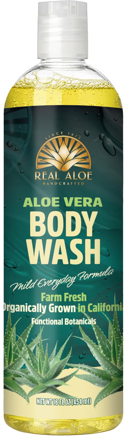 Real Aloe Body Wash with Aloe Vera Essential Oil, 16 Oz