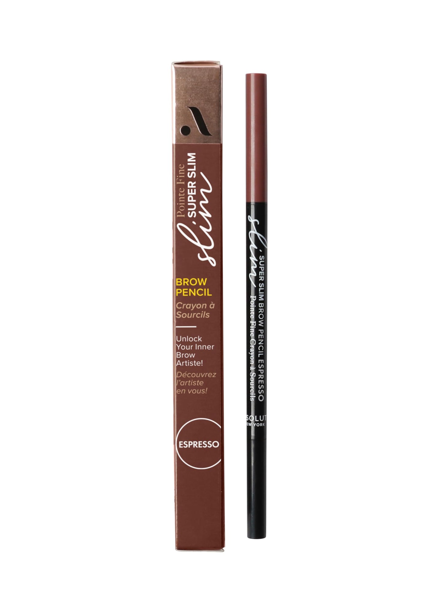 Absolute New York Super Slim Brow Pencil, Fine Point, Dual Ended, Fade Resistant and Long Lasting (Espresso)
