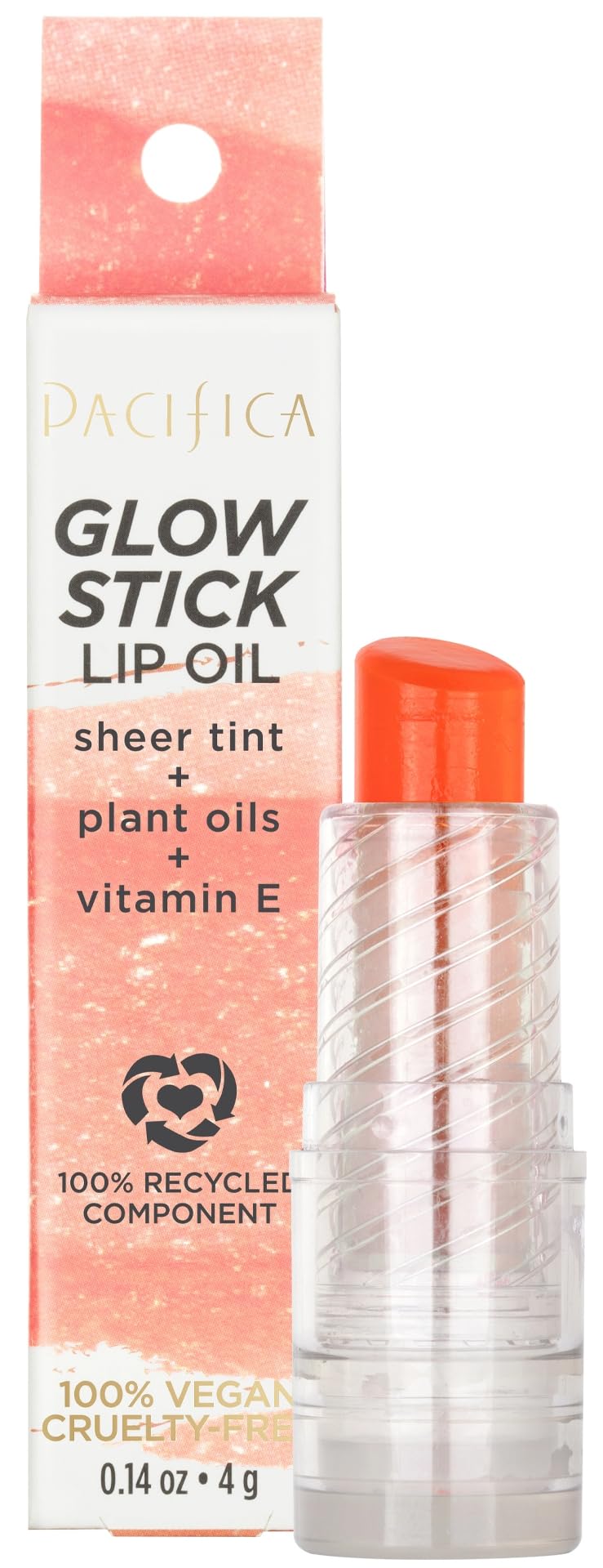 Pacifica Lipstick Oil - Glow Stick Lip Tint Oil - Hydrating Tinted Lip Balm with Vitamin E for Moisturized Lips, Sheer Tint & Natural Gloss, Vegan