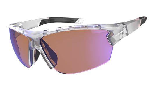 Pepper's Sports Collection Polarized Rectangular Sunglasses, Clear Matte Crystal/Blue Mirror, 64X13X124MM