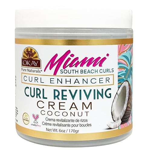 OKAY Miami South Beach Curls Curl Revival Cream 6 oz - Curl Enhancing Styling Cream for Curly, Coily & Wavy Hair, Frizz Control Moisturizing Curl
