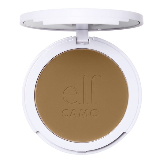 e.l.f. Camo Powder Foundation, Lightweight, Primer-Infused Buildable & Long-Lasting Medium-to-Full Coverage Foundation, Tan 425 N