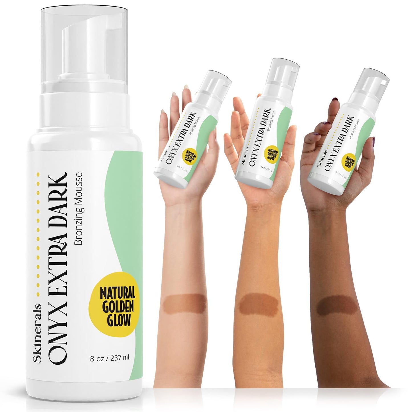 Skinerals Extra Dark Self Tanner Mousse, Organic Sunless Tanning Foam for Face & Body, Ultra Dark, Streak-Free, Quick-Drying, Long-Lasting Natural