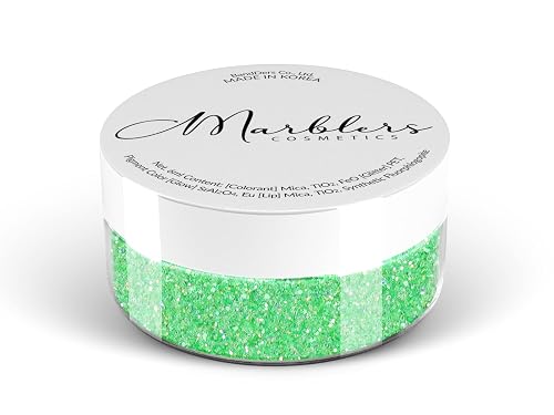 MARBLERS Holographic Face & Body Glitter [Rainbow Green] 0.18oz (5g) | Fine | Non-Toxic | Vegan | Cruelty-Free | Festival, Rave & Party Makeup | Eye