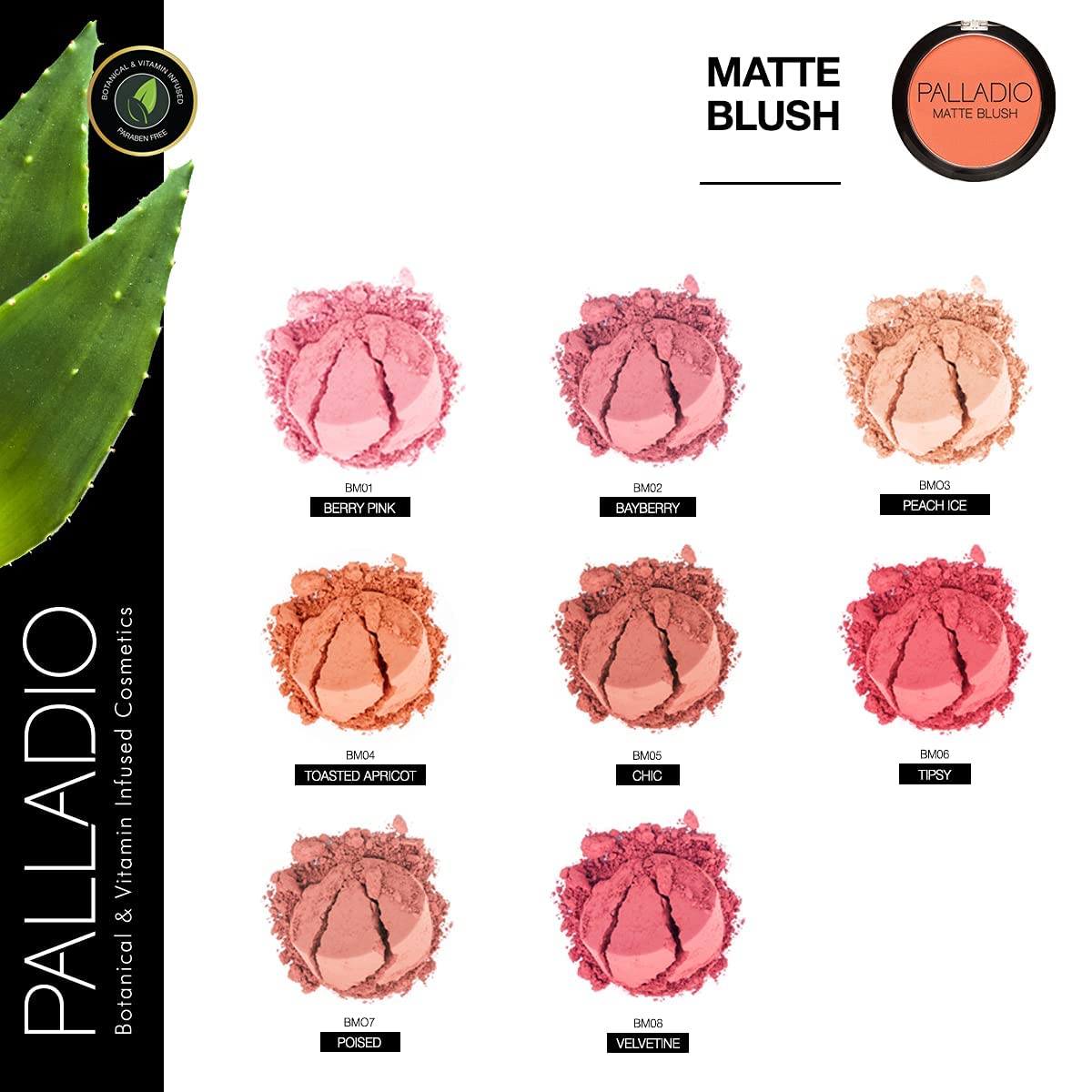 Palladio Matte Blush, Brushes onto Cheeks Smoothly, Soft Matte Look and Even Finish, Flawless Velvety Coverage, Effortless Blending Makeup, Flatters