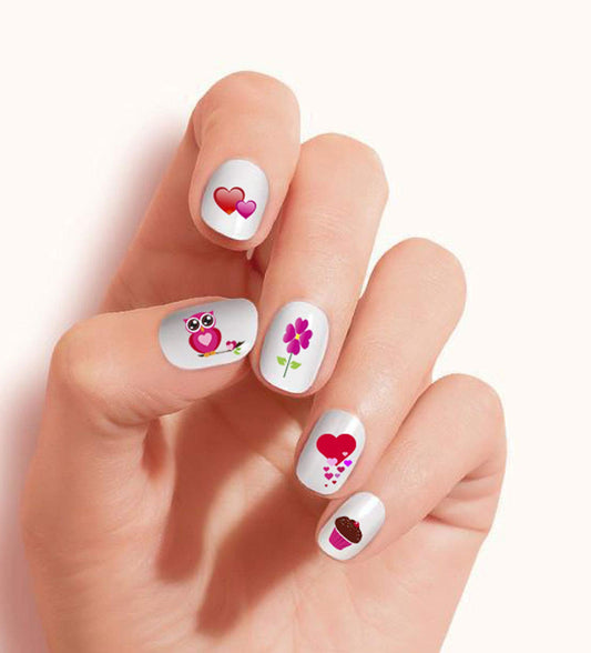 Valentine's Day Hearts and Owl clear vinyl Peel and Stick (NOT Waterslide) nail art decals.CV-VD008-42 Beauty & Personal Care One Stop Nails