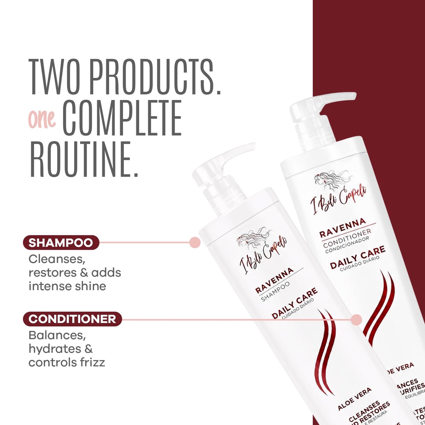 I Belli Capelli Ravenna Hair Straightening Kit - Blonde Hair B-tox, Aloe Vera Shampoo & Conditioner, Repair Oil - Anti-Frizz, Intense Hydration, Shine