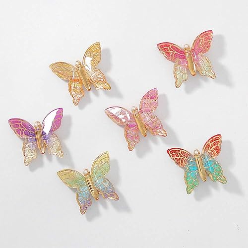WHITEBRIDGE 6pcs Colorful Butterfly Hair Clips Non-Slip Duckbilled Clips Hair Bobby Pins Metallic Barrettes for Women Girls, Pearl Butterfly Barrettes