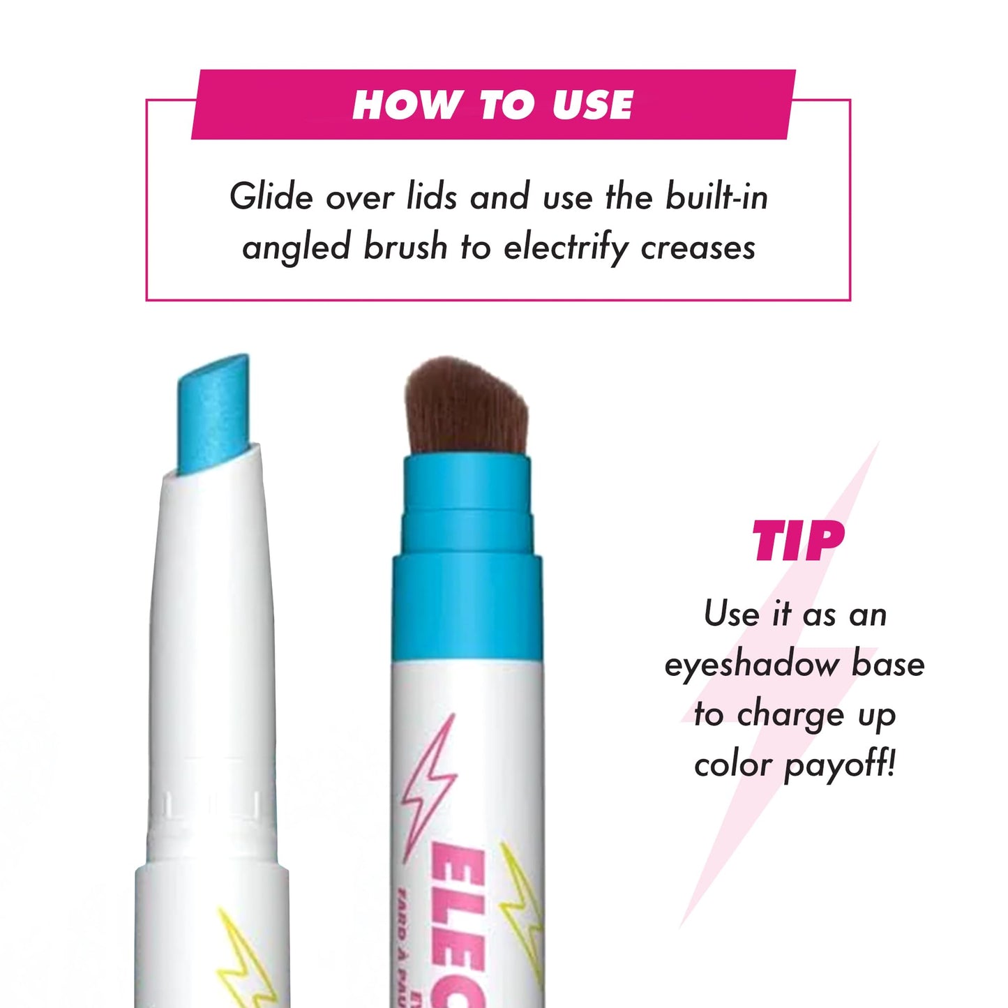 Lime Crime Electric Slide Eyeshadow & Brush Stick, Chill Pill (Metallic Teal) - Lightweight 2-in-1 Eyeshadow Smudge Stick with Angled Brush for Long