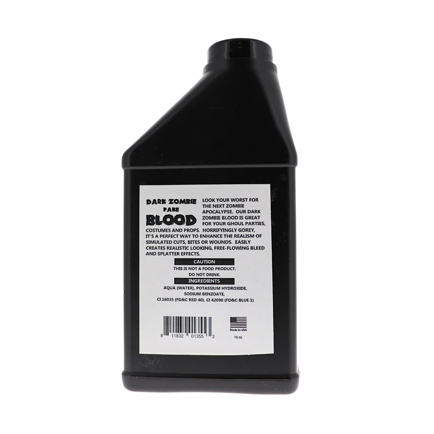 Dark Zombie Blood - 16 fl oz Bottle Ultra-Realistic Black Fake Blood for Halloween, Cosplay, Horror Makeup & SFX - Washable, Long-Lasting Formula