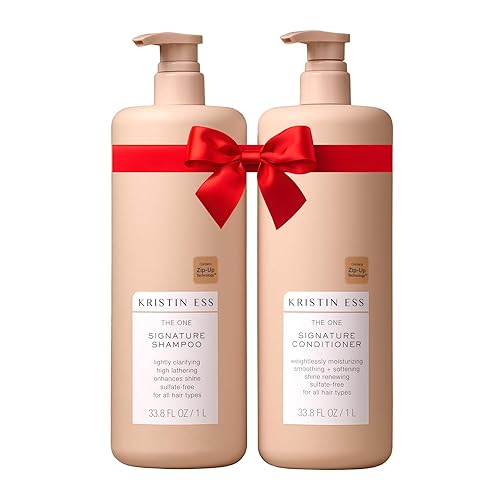 Kristin Ess Signature Shampoo and Conditioner Set with Pumps | Daily Sulfate Free, Color Safe, Hydrating, Moisturizes, Adds Softness & Shine - Pear