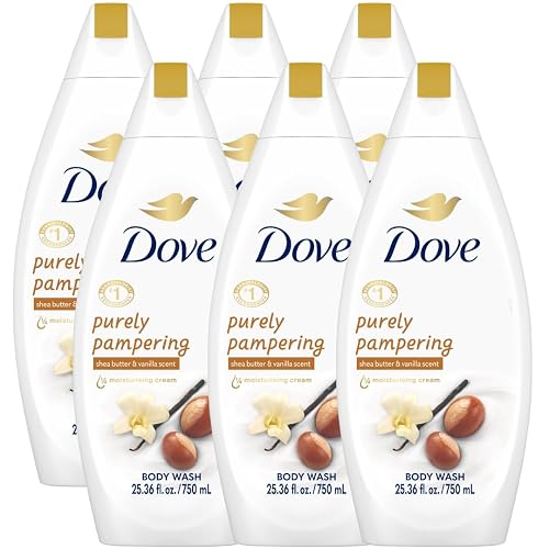 Dove Body Wash 6-Pack - Purely Pampering, Shea Butter & Warm Vanilla for Softer, Smoother Skin, 25.36 Fl Oz Ea
