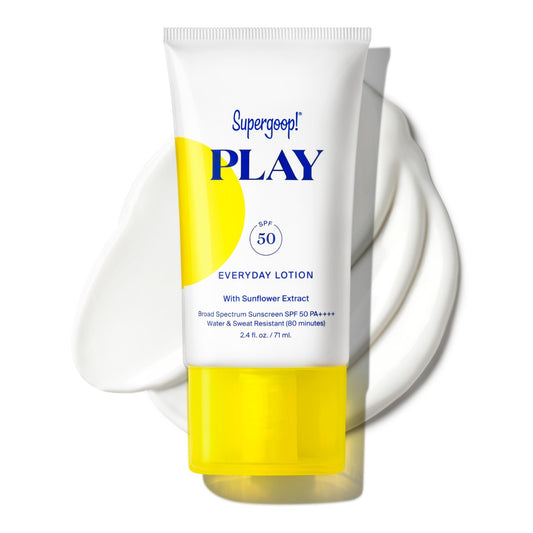 Supergoop! PLAY Everyday Lotion SPF 50 - Broad Spectrum Body & Face Sunscreen - Great for Active Days - Fast Absorbing, Water & Sweat Resistant - 2.4