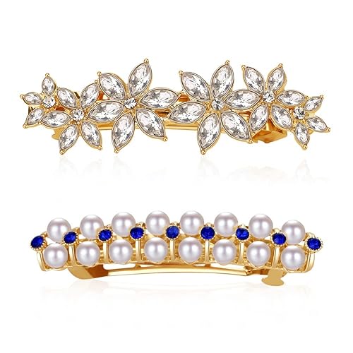 Flower Luxury Jewelry Design Pearl Hair Clips Hairpin Rhinestone Hair Barrette Clip,Women Girls Hair Accessories for Party Wedding Daily Diamond Clips