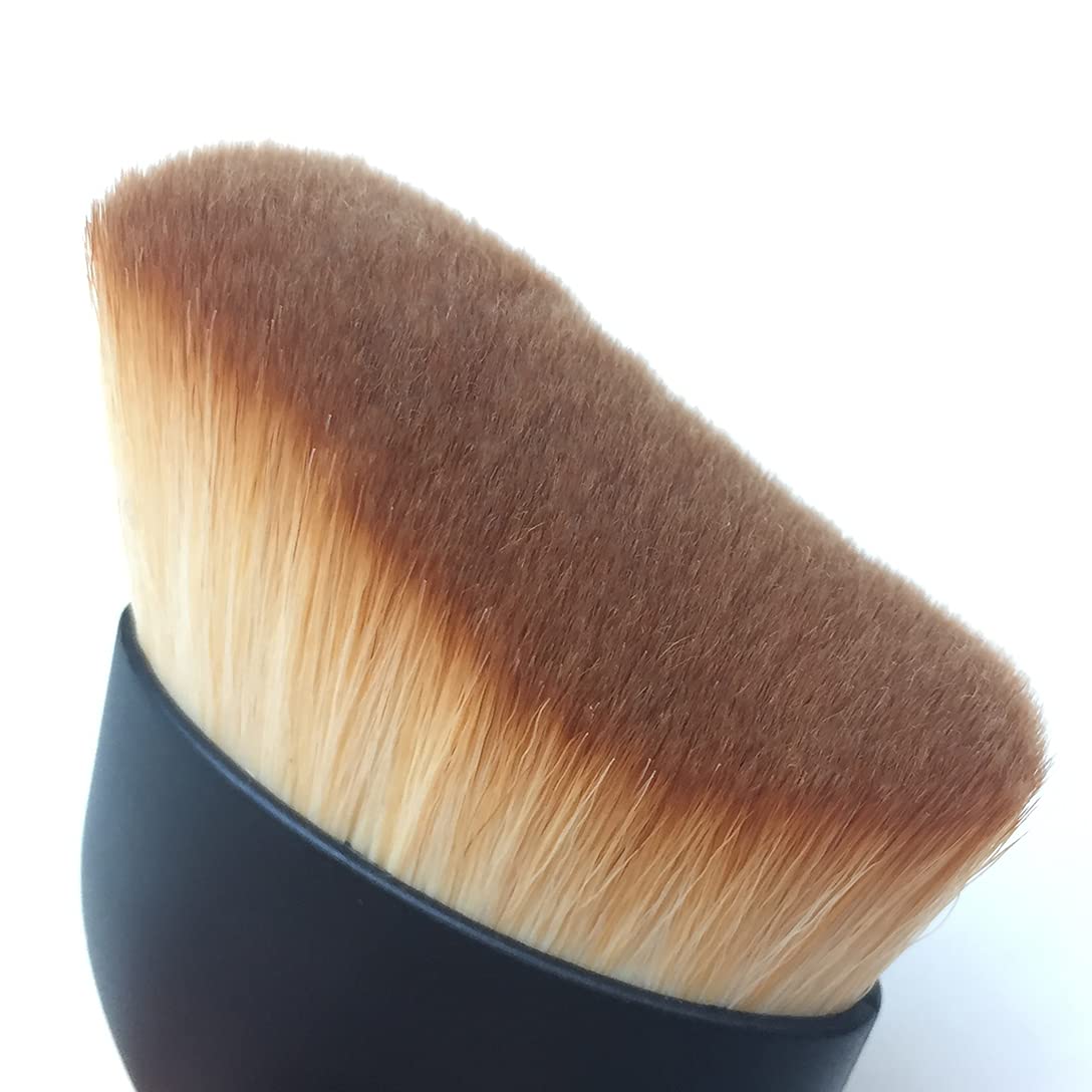 RN BEAUTY Foundation Powder Brush Kabuki Brush Liquid Cream Makeup Brushes Face Blender Brush S Shaped Multi-function Cosmetics Tools - Brown