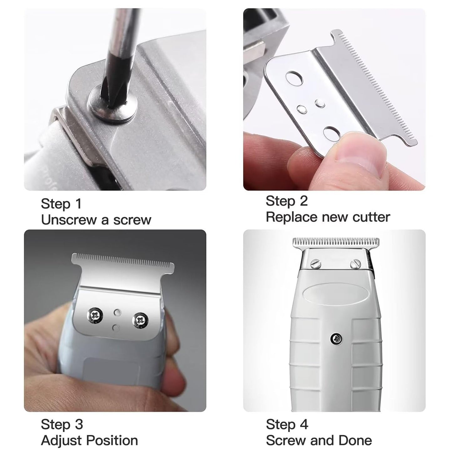 2-Pack Silver Hair Clipper Blades for Andis T-Outline-r G GO GTO GTX Headliner, Model #04710/04521 Beauty and Personal Care USonline911