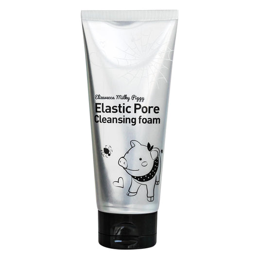Elizavecca Milky Piggy Elastic Pore Charcoal 5% Cleansing Foam 120ml | black mask face pack | charcoal cleansing | wash off face wash | Not Tested on Beauty & Personal Care Elizavecca