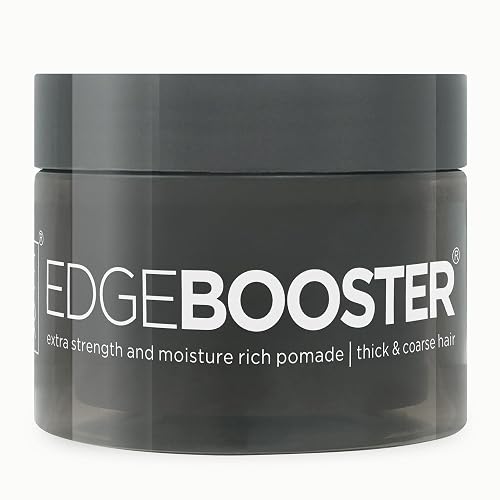 Style Factor Edge Booster Extra Strength & Moisture Rich Pomade | Strong Hold Edge Control Gel for Thick & Coarse Hair | High Shine, Non-Greasy